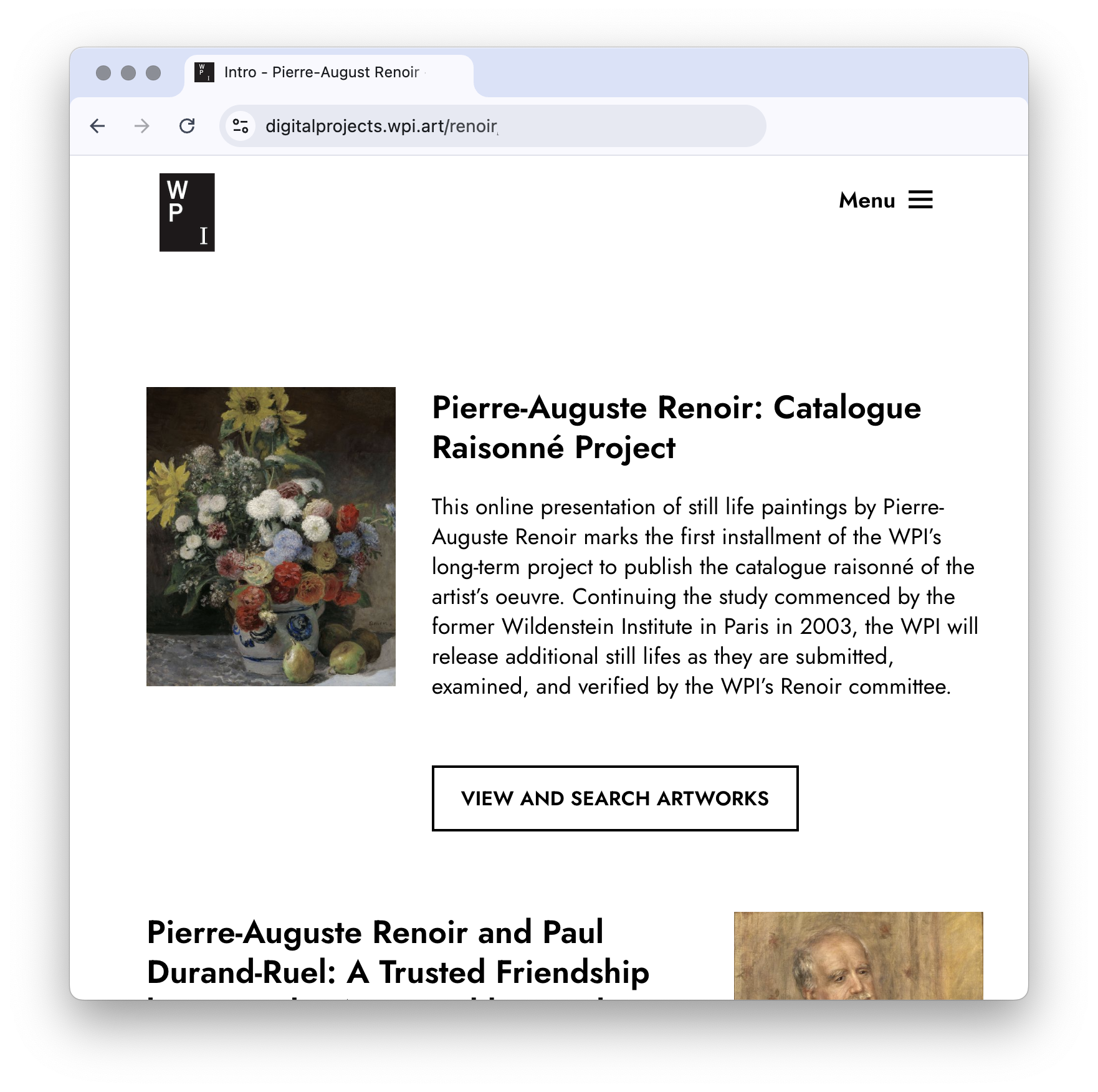 The first publication of the Renoir digital catalogue raisonné